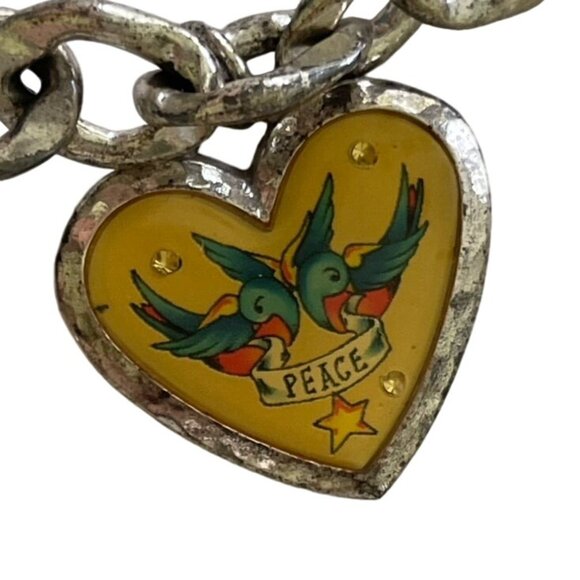 RETIRED Brighton Bracelet Feelin Groovy Tattoo Hearts Rare 7-Charm Collectible - Picture 7 of 10